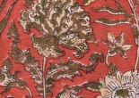 Red floral silk block print fabric