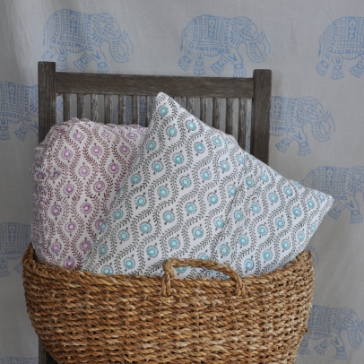 Mayura pillows in basket